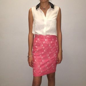 ☀️4/$20 H&M Pink Lace Skirt 4 and Beige Top 2